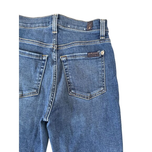 7 FOR ALL MANKIND High Waist Slim Kick Blue Jeans Size 23 - Picture 2 of 11